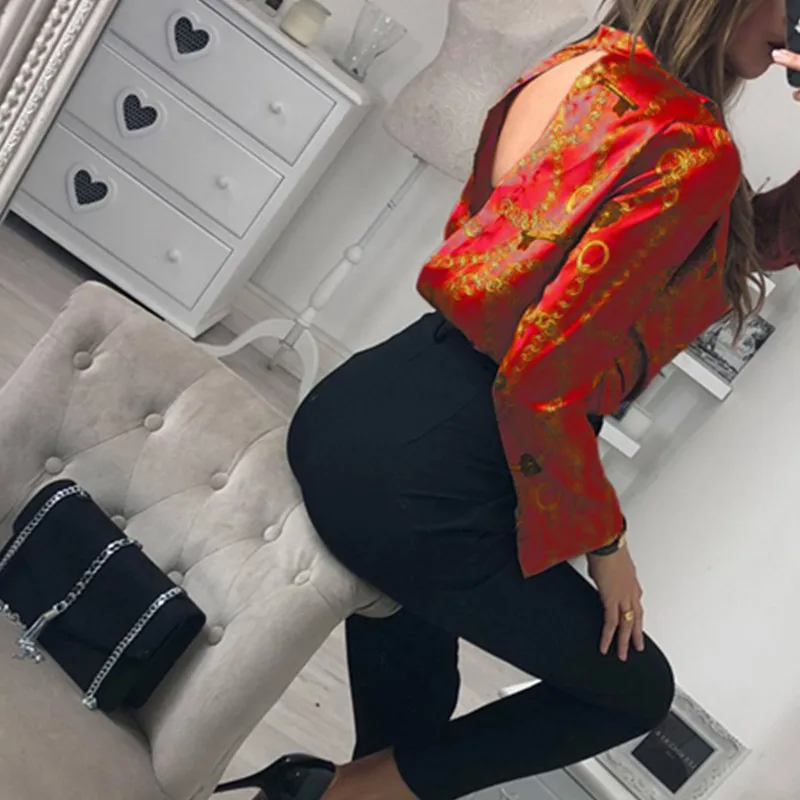 Vintage Silk Rompers Womens Jumpsuit Long Sleeve Chain Print Top Shirt Ladies Deep V Neck Key Printed Sexy Satin Bodysuits W3 Vintage Silk Rompers Womens Jumpsuit Long Sleeve Chain Print Top Shirt Ladies Deep V Neck Key Printed Sexy Satin Bodysuits W3