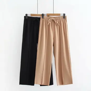 

Plus Size Women Pants Vintage Solid Straight Women Casual Ankle Trousers