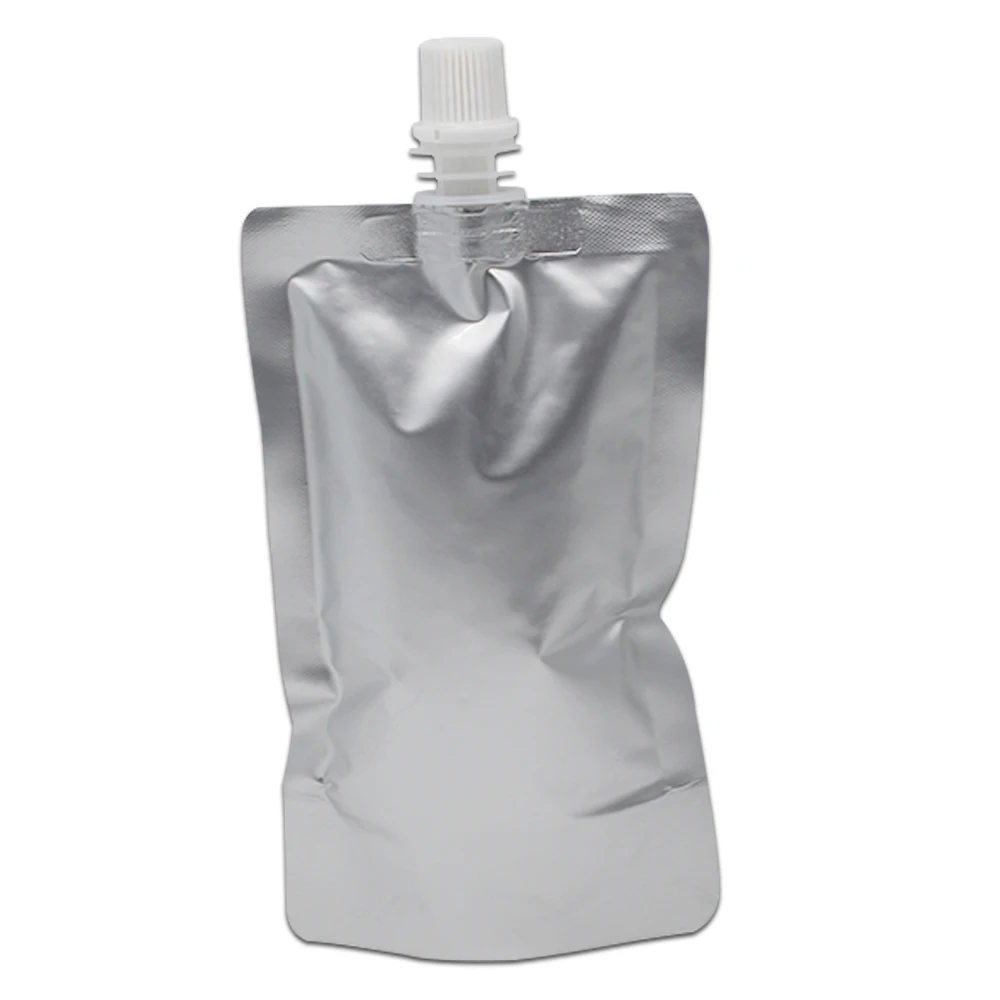 50Pcs Stand Up Pure Aluminum Foil Drinking Spout Pouch Pure Mylar Foil Beverage Packaging Spout