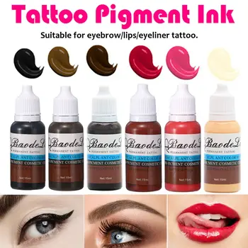 

15ml Natural Plant Semi Permanent Makeup Eyebrow Inks Lips Eye Line Tattoo Color Microblading Pigment Eyebrow Tattoo Color Inks