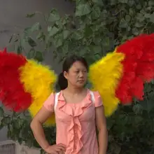 На заказ высокое качество большие Желтые красные Модные Крылья Ангела из перьев для сцены Косплей вечерние реквизиты для шоу EMS