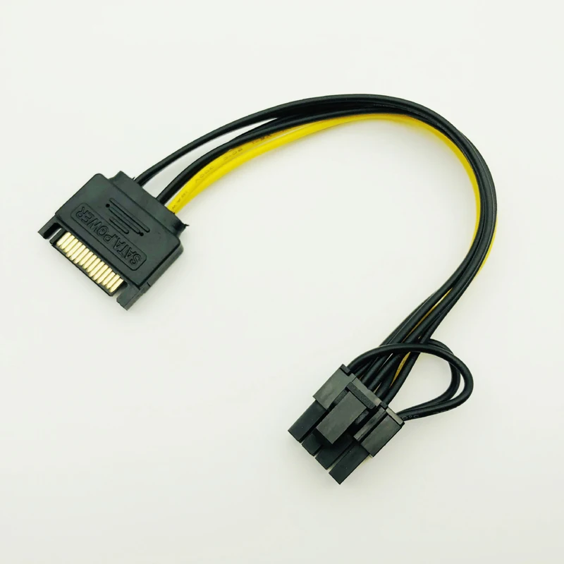 

Single SATA 15pin to 8pin(6+2) Powr Adapter Cable 20cm PCI-E SATA Power Supply Cable 15-pin to 8 pin cable for BTC Miner Mining