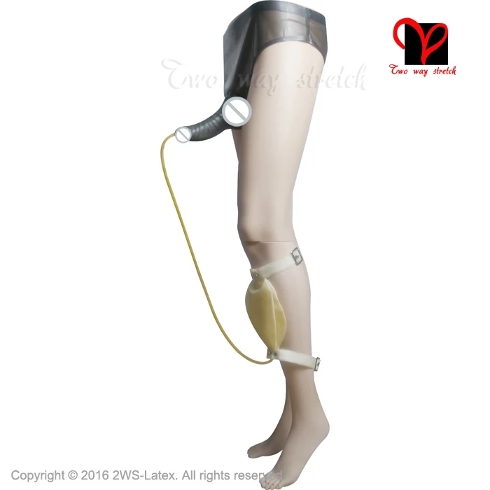 Sexy Latex Condom Pants piss Bag Rubber Penis Sheath Underwear cock short thongs hotpants Underpants plus size KZ-055