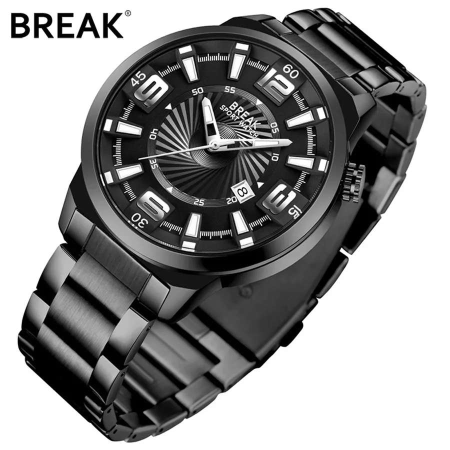 

Top Brand Luxury Men Waterproof Stainless Steel Casual Black Watch Men's Luminous Quartz Clock Male Sports Watches relogio 2018