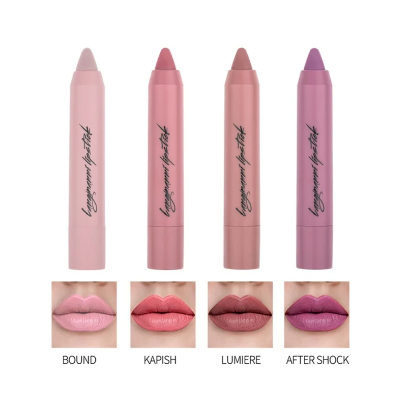 4pcs natural matte lipstick waterproof long-lasting batom lips tint velvet matt lip stick kit makeup set for women girls beau