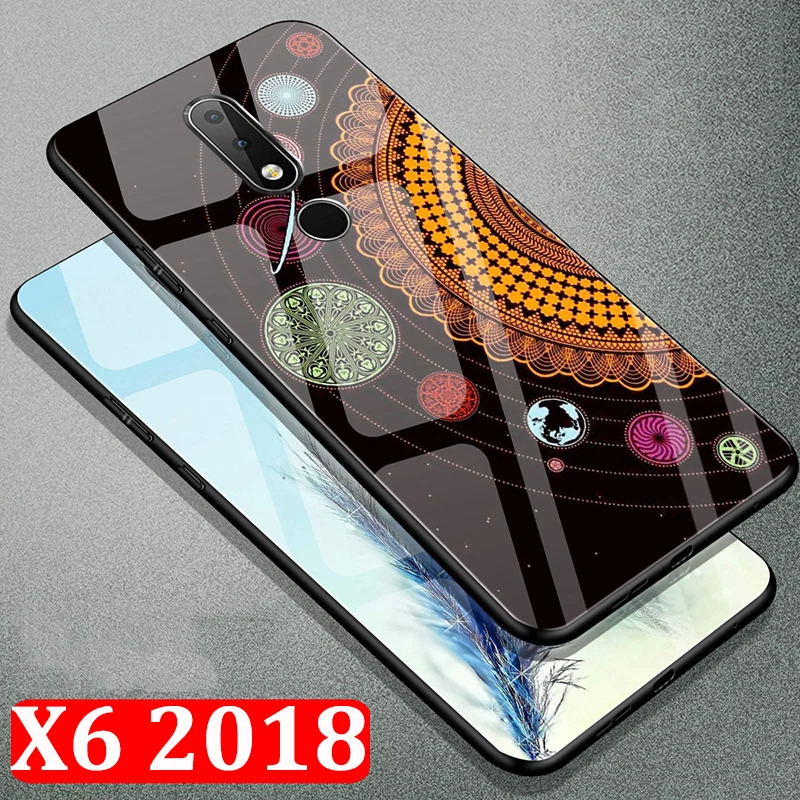 Чехол для Nokia X6 2018 Модный чехол из закаленного стекла телефона NokiaX6 X 6 TA 1099