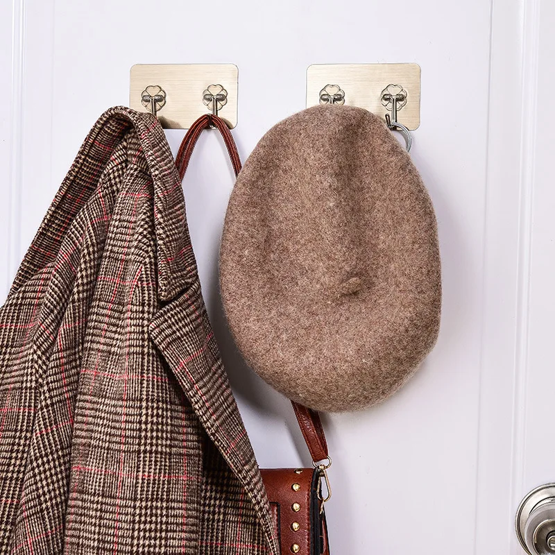 Double Row Wall Hooks For Hanging Self Adhesive Hooks Kitchen Bathroom Hangers Bag Key Wall Hooks Hangers Seamless (23)