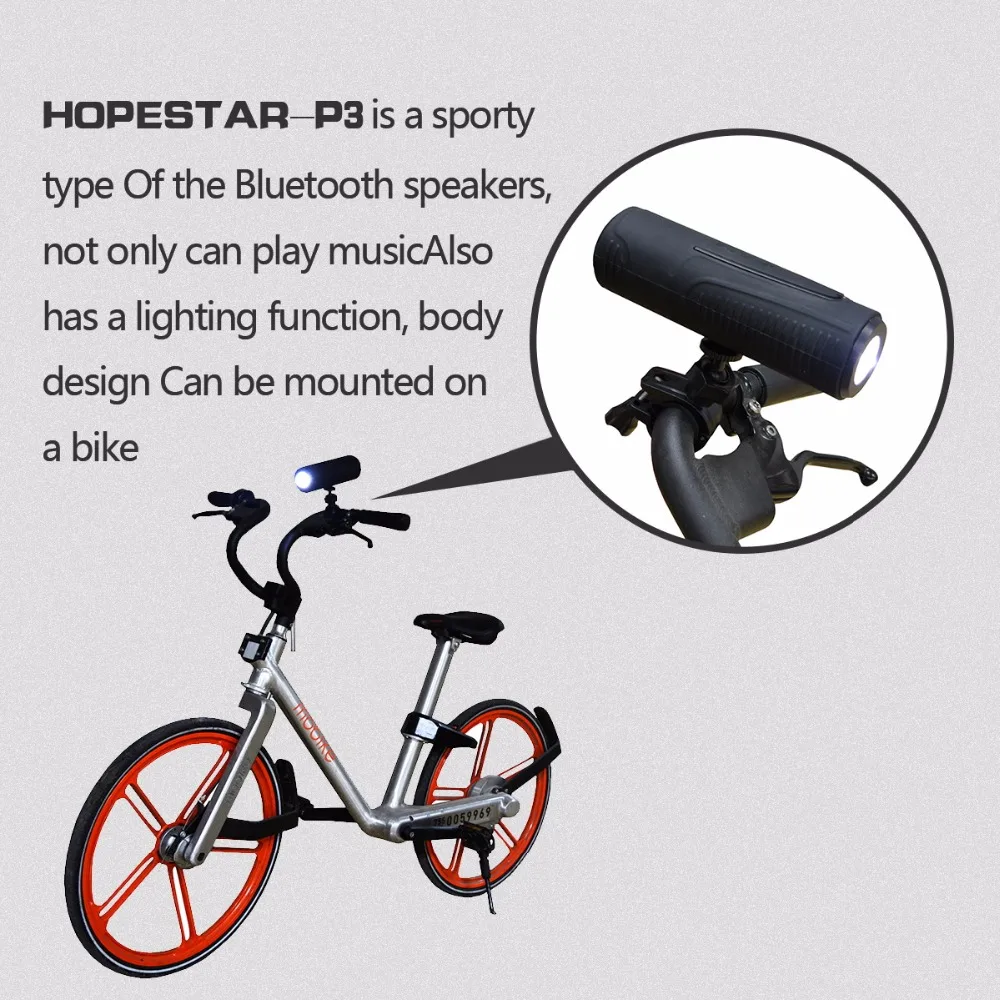 HOPESTAR P3 Bluetooth Динамик Беспроводной сабвуфер велосипед Водонепроницаемый стерео Поддержка TF AUX FM с Мощность банк фонарик для использования вне помещения