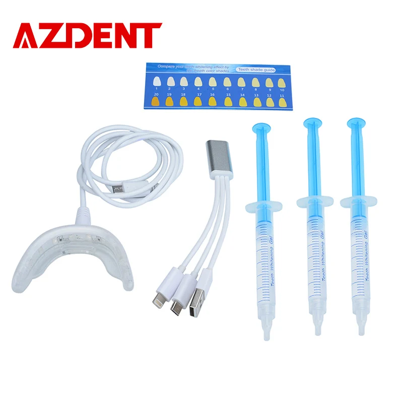 AZDENT новое Стоматологическое оборудование 3X3 мл набор для отбеливания зубов система отбеливания пероксида набор гелей для полости рта ультра белая лампа отбеливатель зубов