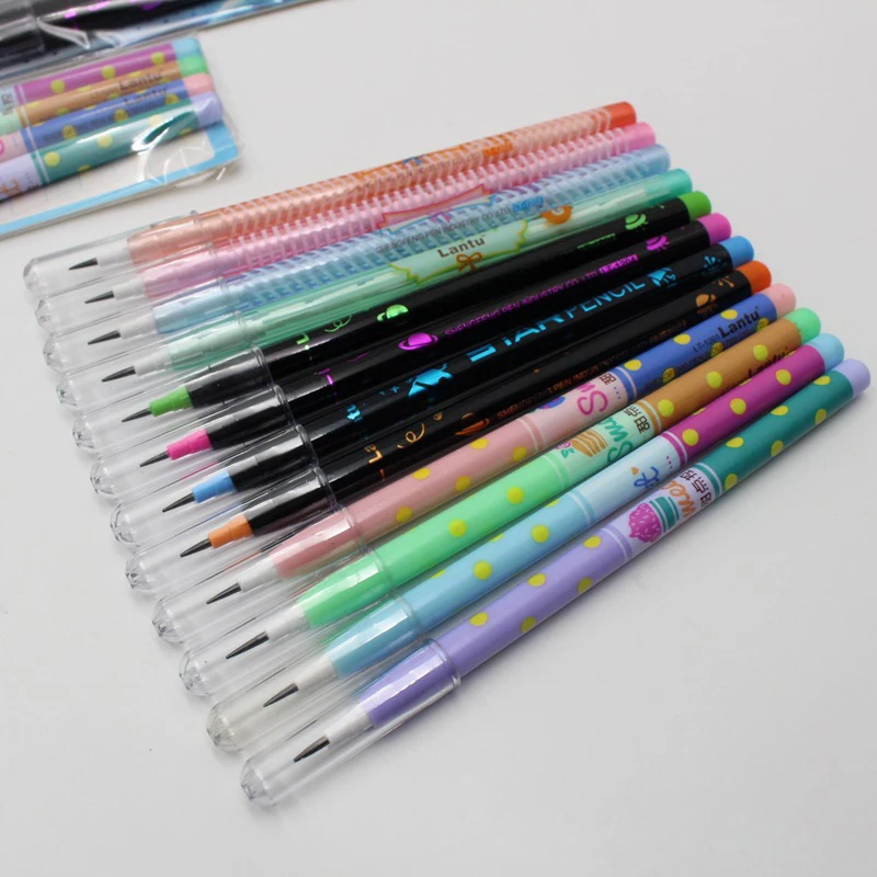 

4PCS/Set Non-sharpening Pencil Cute Stationery Cartoon Pencil Plastic Pencil Student School Office Stationery