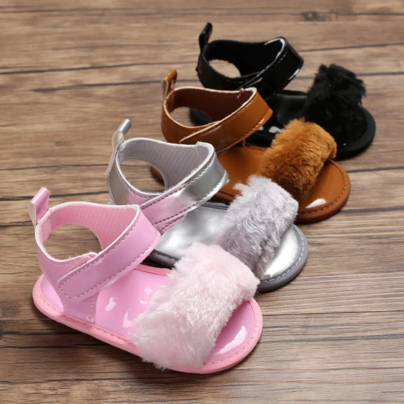 

Bebe Sandals for Newborn Girls Baby Girl Shoes Fashion Faux Fur Skinny Baby Shoes Child Summer Baby Girl Sandals 0-18M