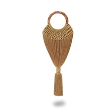 Летняя сумка для женщин, акриловая ручка с длинной кисточкой, брендовая дизайнерская женская сумка, элегантный стиль, плетеный сетчатый кошелек, сумка