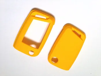 

YELLOW Hard Plastic 5G0 Keyless Remote Key Fob Flip Key Protection Case Cover 3 Button For VW MK7