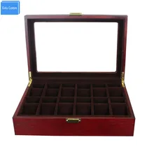 Подарок роскошный для брендовых часов чехол для хранения и отображения 12 сеток коробка из розового дерева/ореха/шкатулка из красного дерева коробка для хранения с окошком подушки