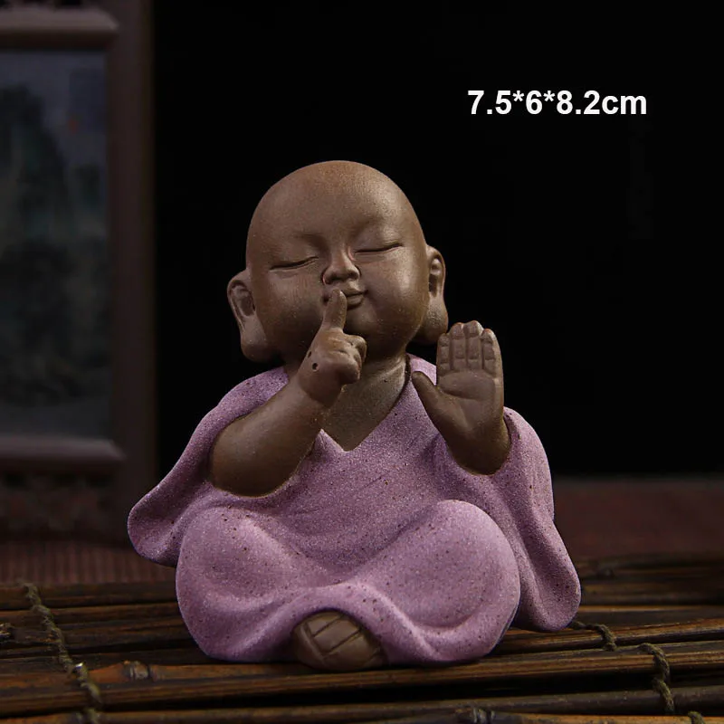 Прямая поставка, китайская керамическая статуя Будды, расписная керамика, чай, домашнее животное, украшение,, маленький монах - Цвет: Сливовый
