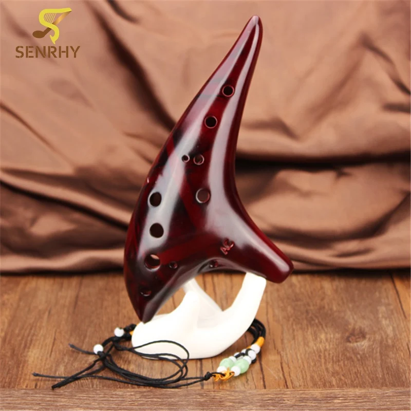 

1pcs 12 Hole Red Dolomite Alto C Tone Smoldering Professional Ocarina Flute Musical Instrument For Music Lover and Beginner