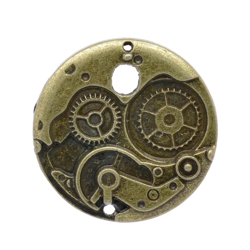 

20Pcs Bronze Tone Round Mechanical Gear Clock Charms Pendants Jewelry Making 38mm, Silver Tone/Bronze Tone