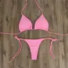 Tie Side Solid Color G-String Thong Bikini 11