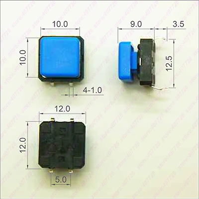 10 шт. 12X12 мм H = 9 мм с квадратной крышкой мгновенные тактильные 4PIN SMT/DIP тактовый переключатель кнопочный переключатель микроклавишная кнопка