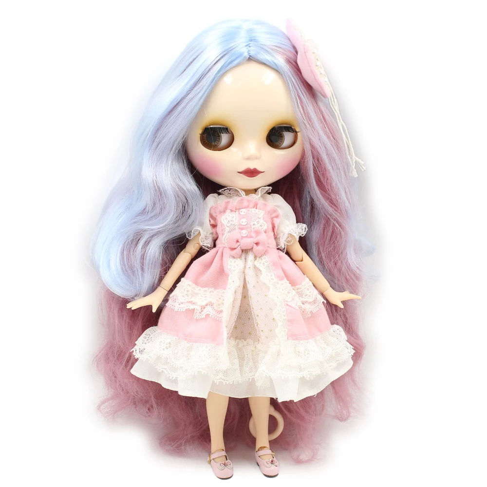 Ледяной DBS Blyth кукла 1/6 bjd светильник Небесно-Голубой микс розовые волосы
