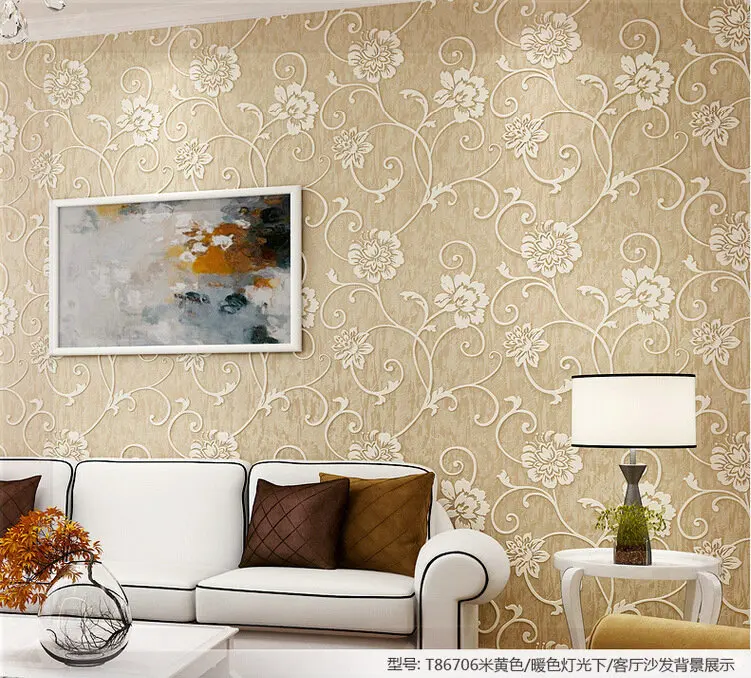 3D relief breathable non woven wallpaper thick green bedroom shop