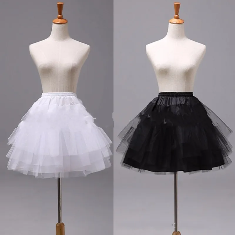 

A Line 3 Layers White or Black Short Petticoats 2019 Women Underskirt For Wedding Dress jupon cerceau mariage