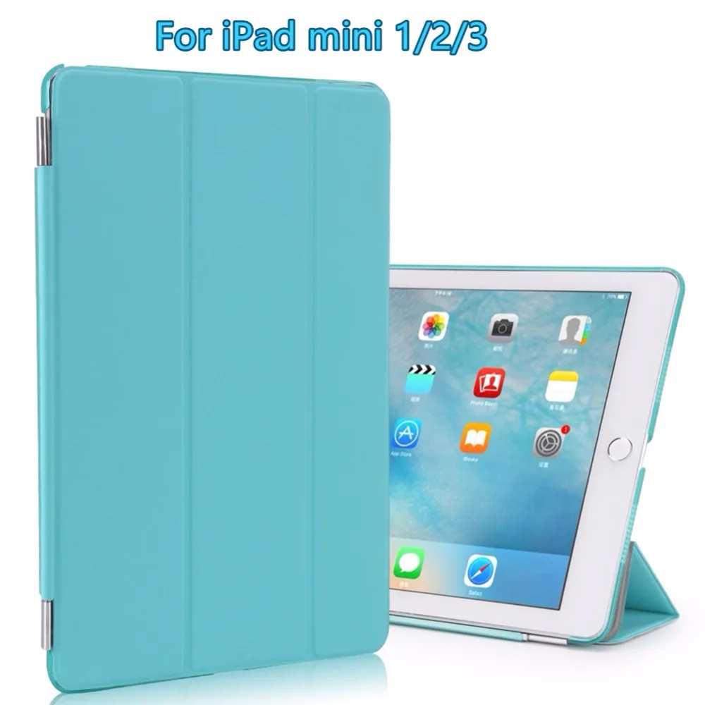 

For iPad mini 1/2/3 Case, Smart Cover Case w/ Translucent Frosted Hard Back & Magnetic Triple Folding Cover w/ Auto Sleep / Wake