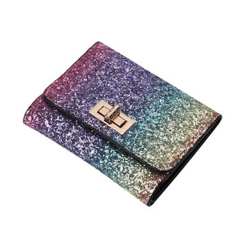 

New Style Rainbow Wallet Women Coin Bag Bling Glitter Ladies Small Handbag Purse Party Supply