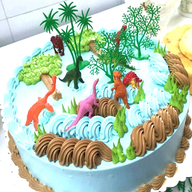 16 Pieces Ensemble Bricolage Gateau Decor Topper Jungle Dinosaure Decoration Ornements Gateau Cuisson Decoration Pour Fete D Anniversaire Fournitures Cadeaux Aliexpress