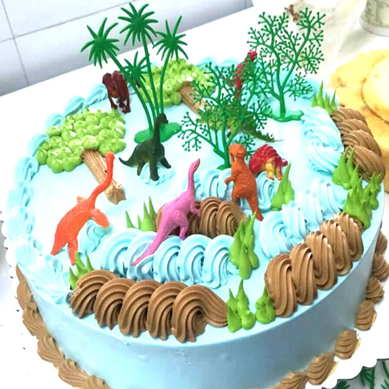 16Pcs Set DIY Jungle Dinosaur Cake Decorating Ornaments
