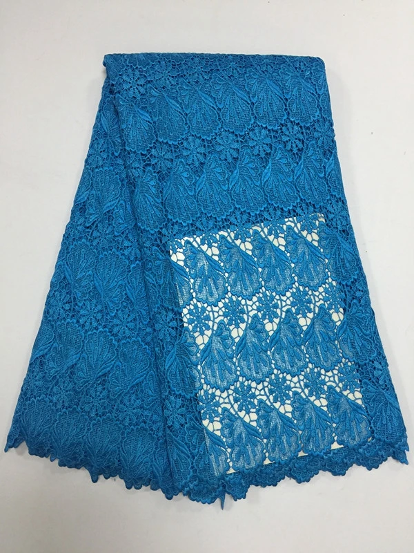 

african mesh lace fabric jacquard heavy water soluble Nigeria fashion guipure net cord lace fabric swiss lace for dress blue