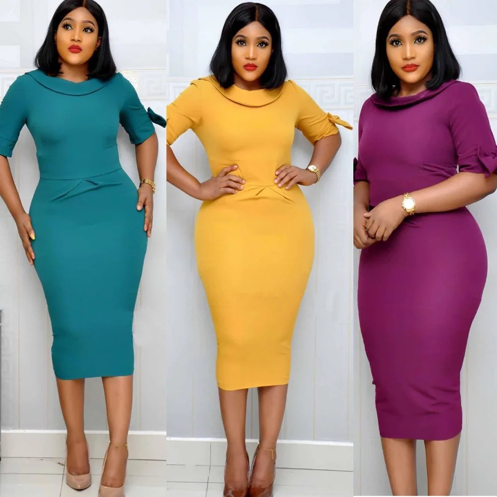 Африканские платья для женщин Летний стиль Офисная Леди Плюс Размер Bodycon