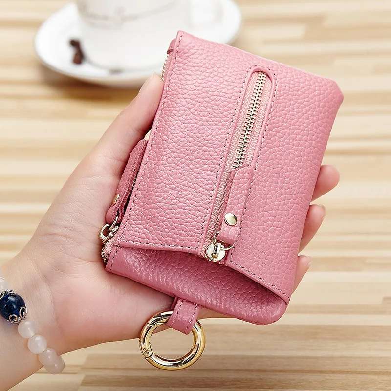 Slim Coin Purse Women Purse Wallet Card Holder Zipper Key Ring Women Bag Pink Cash Card Package Student Girl Purse Money Bags