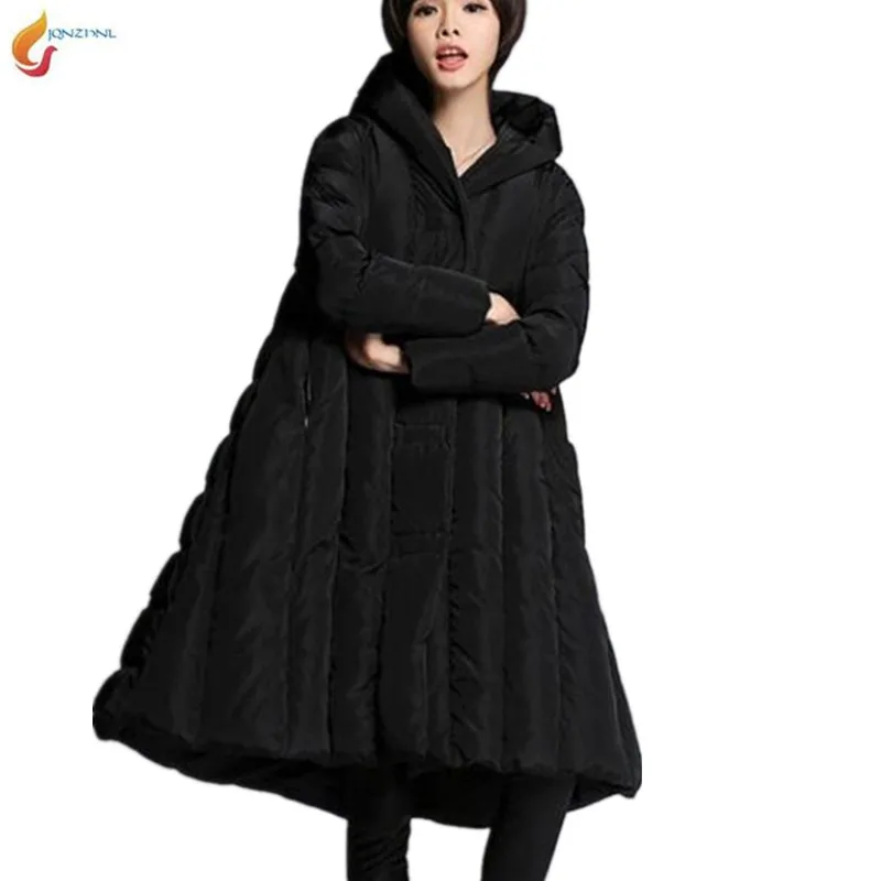 

Super size 6XL 7XL women's down jacket warm Thicken padded winter Parker long hooded jacket coat loose casual cotton jacket G805
