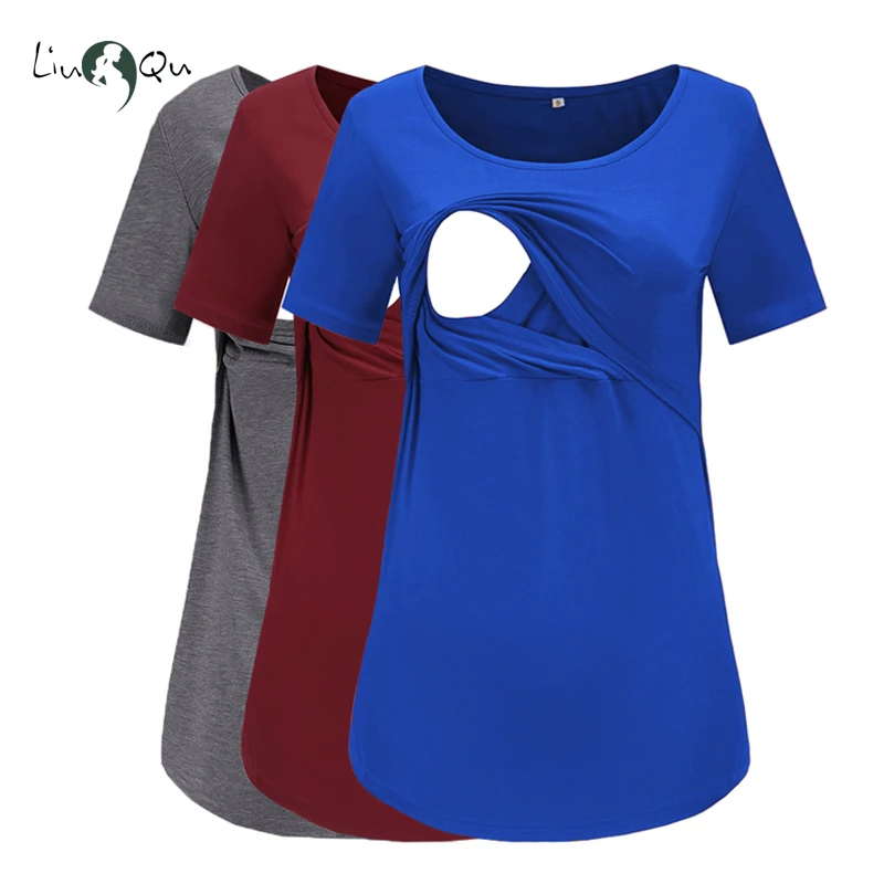 

pack of 3pcs Nursing Tops Women Top Breastfeeding Maternity Clothes Short Sleeve Pregnancy T-shirt O neck Nurse Mama Clothes