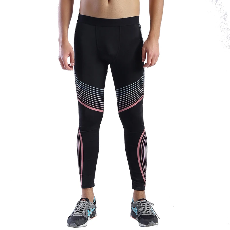 

5097T-Workout fitness men trousers men thermal muscle bodybuilding wear compression Elastic Slim exercise clothing