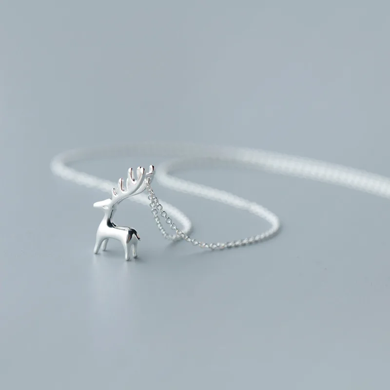 MloveAcc Настоящее серебро 925 пробы, яркое ожерелье с оленем и лосем, подвески, женское ожерелье с милым животным, подарок