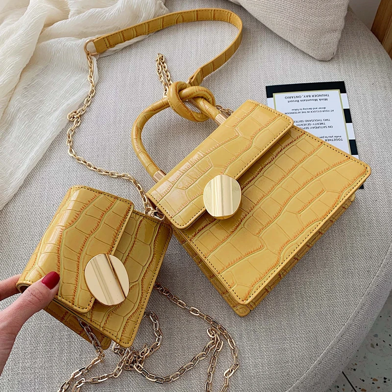 

2019 New Fashion High Quality Designer Women Leather Handbag Crocodile pattern Chain Shoulder Messenger Bag Tote Bolsos Mujer