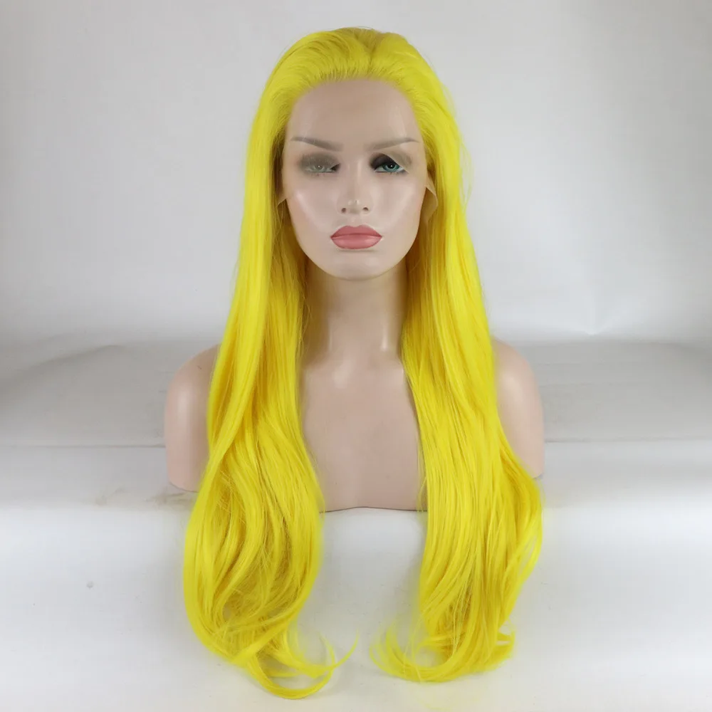 Marquesha Lace Front Yellow Wig Realistic Looking Long Wavy Heat