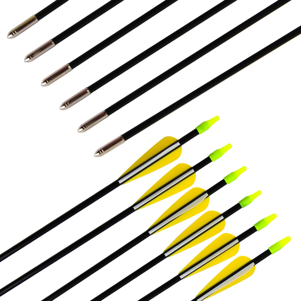 Archery 6/12pcs Fiberglass Arrows Hunting Bow Practice 17" Outsourced Head OD8mm Archery 6/12pcs Fiberglass Arrows Hunting Bow Practice 17" Outsourced Head OD8mm