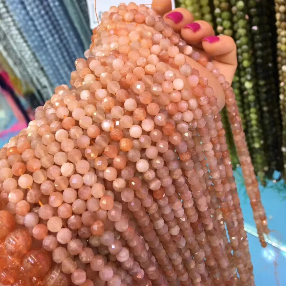 

Small Beads Natural Stone Beads Sunstone 3 4.5 5mm Section Loose Beads for Jewelry Making Necklace DIY Bracelet