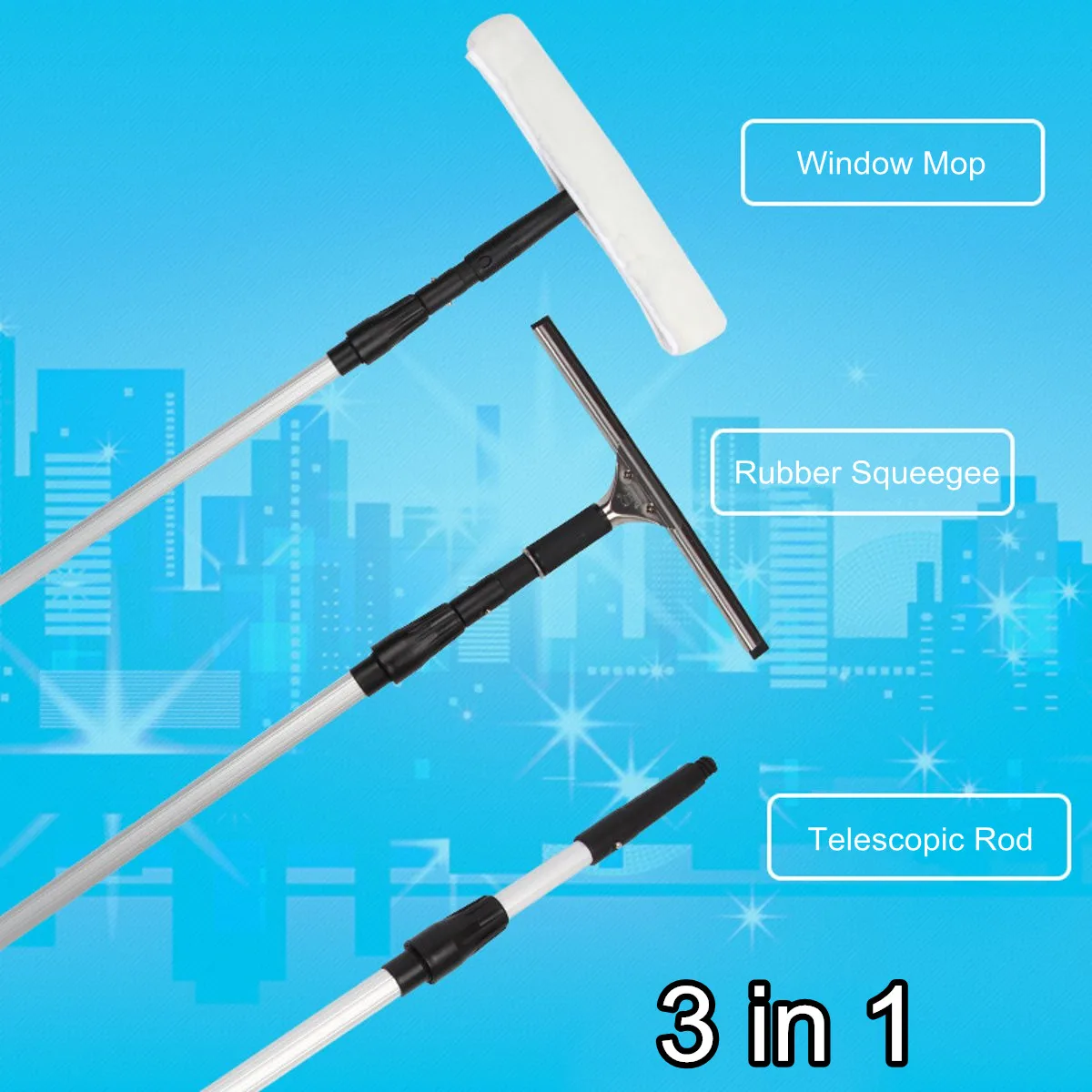 

Multi-functional Window Mop Wood Floor Cleaner Telescopic Rod Window Cleaning Brush Household Clean Tools With Rubber Squeegee