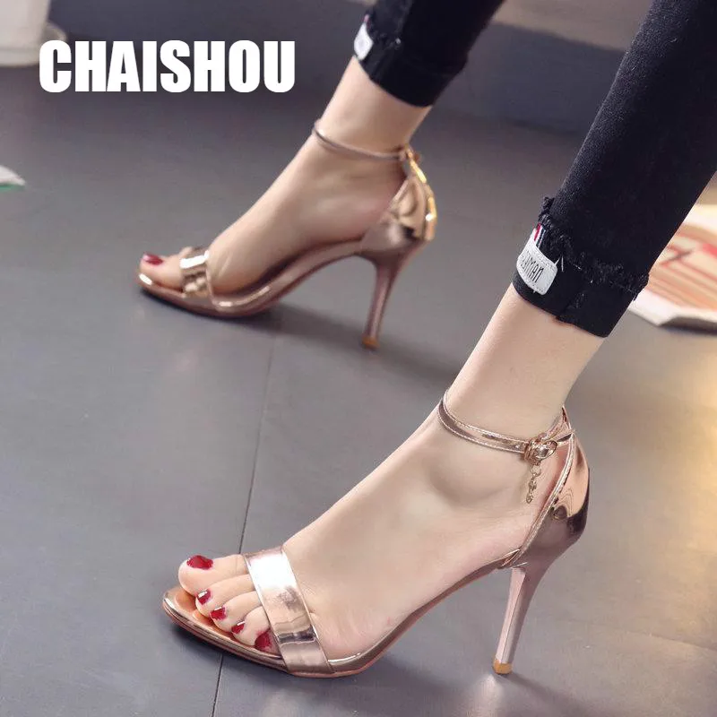 

shoes Women Sandals Pumps 2019 New Women High Heels Synthetic Leather Designer shoes Ankle Strap Sandals Sexy Party Shoes CS-302