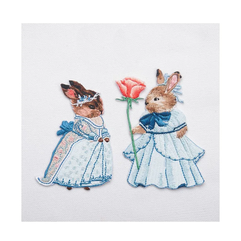 2Pcs Sequin HairBall Rabbit Patch Embroidered Iron On Patch Applique DIY Craft