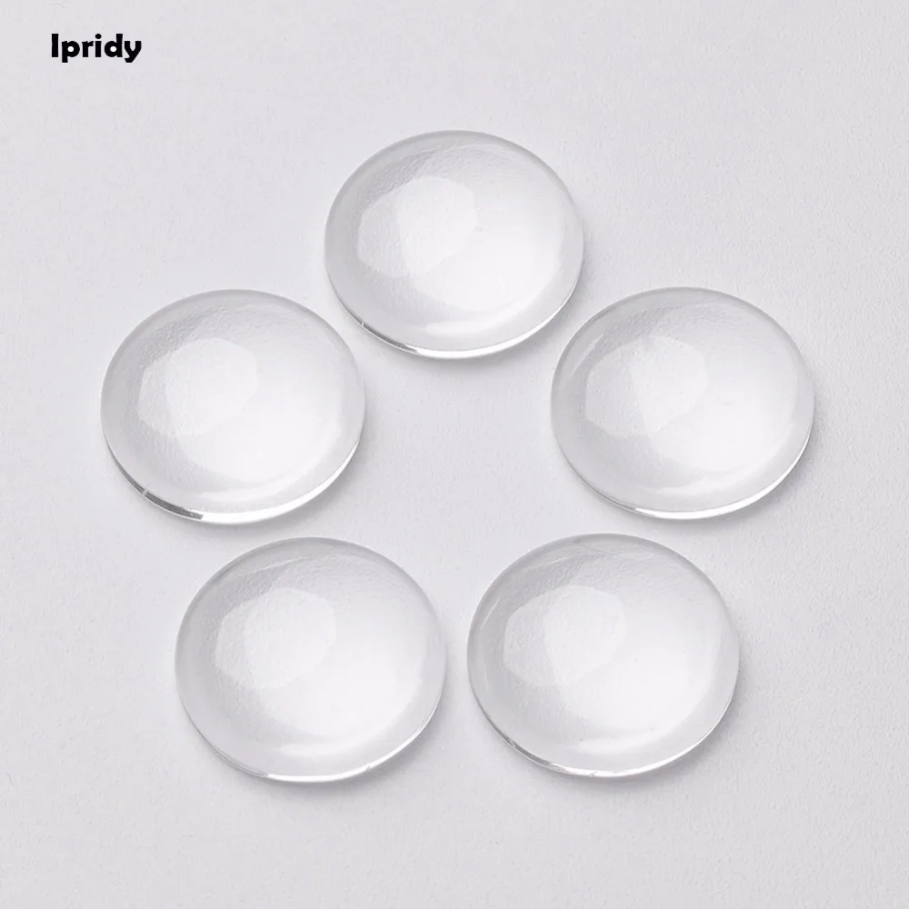 

20mm 25mm 30mm Clear Glass Cabochons Transparent Half Round Circle Flat Back for Inserts tray pendants cover Jewelry DIY Setting
