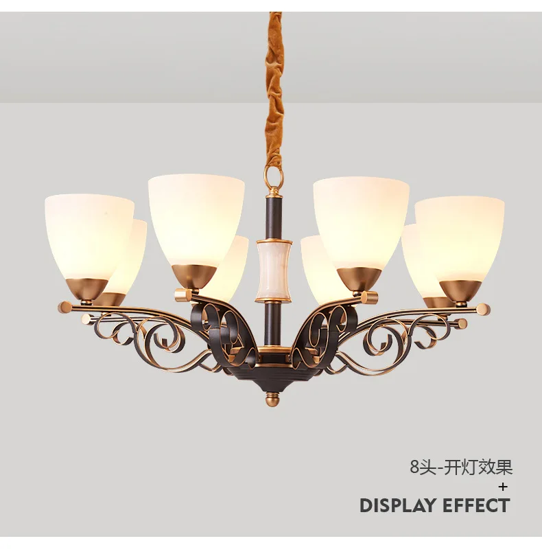 Туда светодиодный люстры Jade люстра Гостиная Спальня Обеденная матовый Стекло люстра, цинковый сплав E27 110 V 220 V