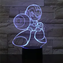 Rockman Рисунок USB светодиодный 3d-ночник многоцветный RGB декоративный свет обувь для мальчиков детские игра "Подарки" Megaman настольная лампа прикроватная