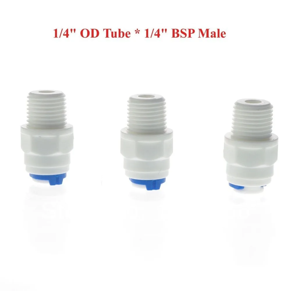 

3 Pieces 1/4" OD Tube - 1/4" Inch BSP Male Quick Connector RO Water Straight Male BSP And Pipe Without trouble Of Nut Connector