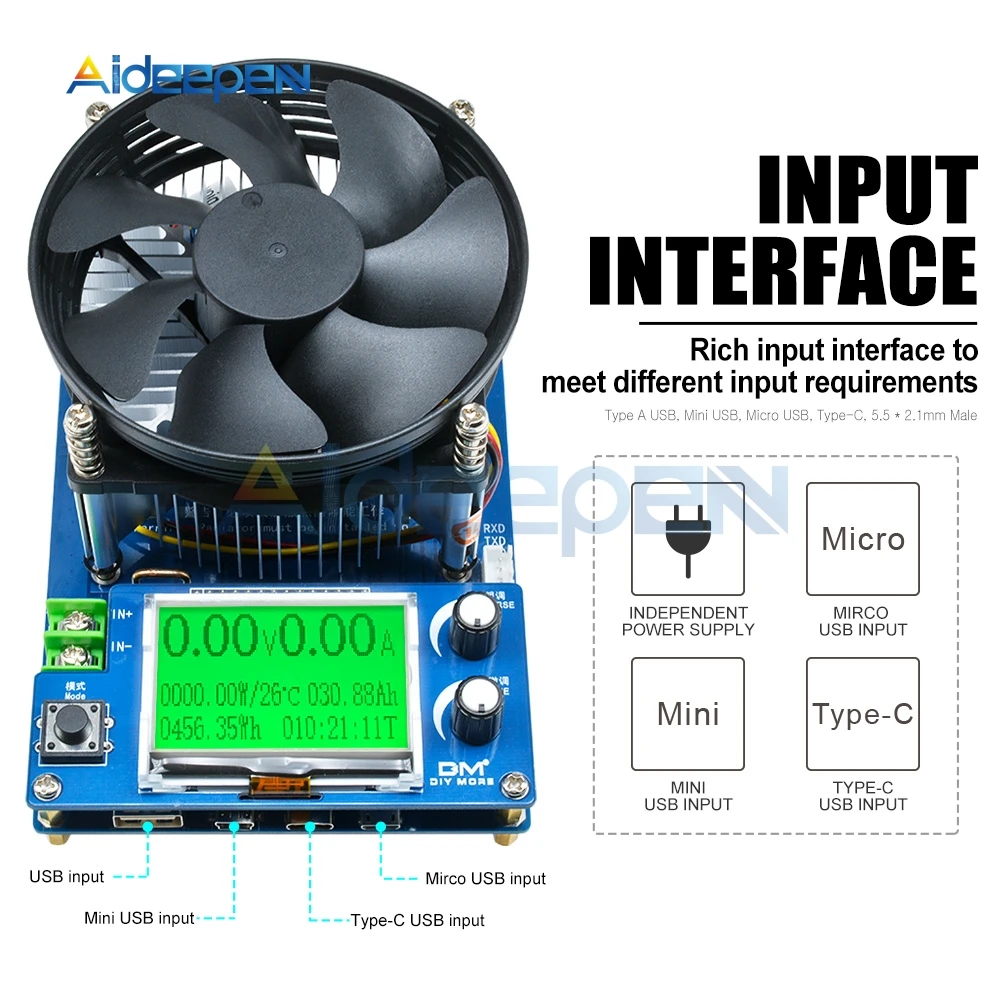 

150W 2.2 Inch Digital Electronic Load LDM Discharge Capacity Tester USB Voltmeter Ammeter Indicator Battery Tester Multimeter