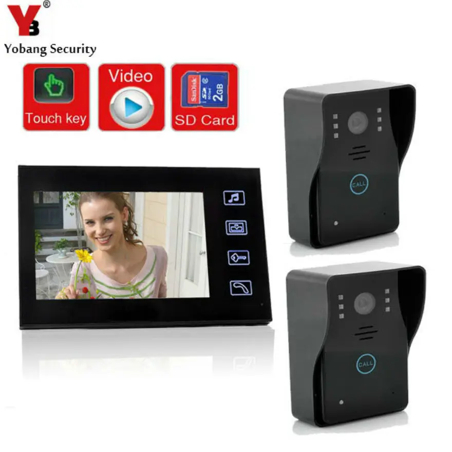 

YobangSecurity 7 Inches Wired Rainproof Video Door Phone Doorbell Door Chime with Video Recording and PhotoTaking Function
